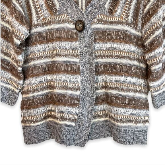 Nic + Zoe Striped Eyelash Cardigan Viscose Blend - Picture 4 of 9